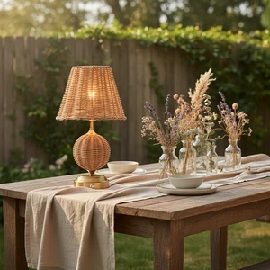 Rattan Bamboo Lamp Rechargeable Table Lamp Metal Shade Wedding Light Is Replaceable Light Touch Wireless Usb Table Lamp Rattan