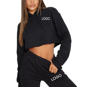 OEM Custom Logo Casual Jogging Suit Blank Cropped Hoodie and Lounge Women Tracksuit 2 Two Piece Set for Women Jogger Sweatpants