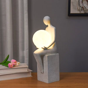 Decorations Home Lamp Art Resin Decoration Abstraction Body Character Sculpture With Moon Light Lamp