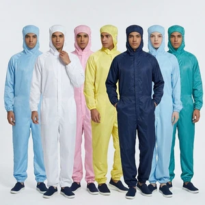 ESD Polyester Antistatic Quick Dry Fabric Dust Proof Cleanroom Clothing Type 1 Fully Encapsulating Suits ISO Certified