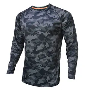 New Design Black Camo Sublimation Print Vented Fishing Wear Clothing Customized 100% Polyester UPF Sun Protection Fishing Shirts