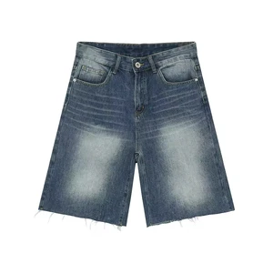 Wholesale Customized Washed Vintage Loose Wide Leg Pants Y2k Cargo Jeans Oversized Baggy Men's Denim Shorts High Quality