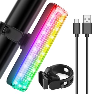 RGB Bicycle Rear Light Type-C USB Rechargeable Tail Lamp 14 Flashing Modes 160LM Waterproof Warning Light For Road Cycling
