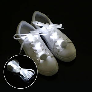The 7th Generation White Shell Colorful Night Running Activities Use Flat Nylon Rope Fashion Trend LED Shine Luminous Shoelaces