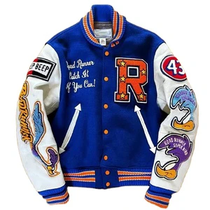 OEM Men's Varsity Jacket Stand Vintage Winter Clothes Custom Embroidered Logo Leather Baseball Bomber Jacket