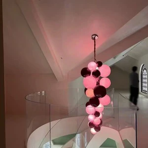 ANNO Minimalist Glass Pendant Light for Staircase Large Size LED Hanging Lamp