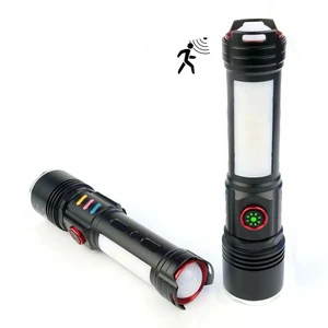 Brightenlux Aluminum Alloy Zoom Motion Sensor Torch Light Powerful High Lumen Tactical LED Flashlight Rechargeable