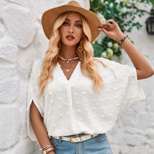Half Sleeve Casual Ladies Tops V Neck Summer Clothes Women's Blouses & Shirts for Women