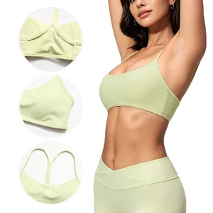 Nylon Spandex Blend Y-Back Yoga Sports Bra Seamed Breathable Four-Way Stretch Removable Pads Medium Support For Low-