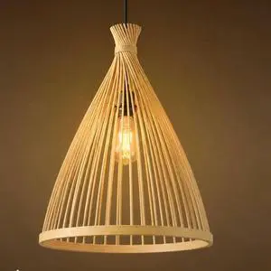 Natural Bamboo Pendant Lamp Handmade Woven Energy Saving Sensor/Remote/App Control High Brightness Eye Caring Ceiling Light for