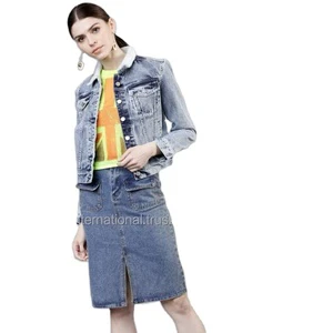 Custom Women's Fur Denim Jacket Women's Outerwear Denim Jacket for Women Denim Shirts Wholesale and Customized