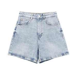 Women's Denim Shorts Classic Vintage Mid Waist Blue Formal Straight Summer Y2K Eco-Friendly Breathable Waterproof Quick Dry