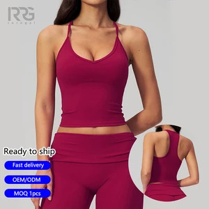 Roregal Custom Logo High Support Shockproof Racerback Workout Yoga Crop Top Fitness Sports Yoga Tank