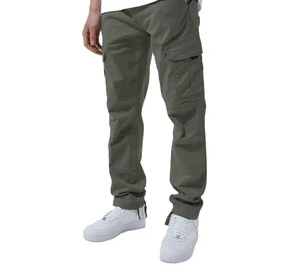 Men's High Street Casual Cargo Straight Pants Large Size Denim Patchwork Light Multi-Pockets Distressed Mid Waist Eco-Friendly