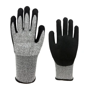Cut Safety Construction CE Industrial HPPE EN 388 Level 4 Black Nitrile Coated Cut Resistant Safety Nitrile Work Gloves