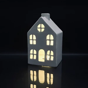 North America Hot Selling Christmas House Party Decorated Ceramic Church with LED Lights