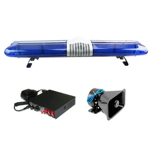 Biaochi 12 Volt Blue Led Warning Light Bar Emergency Ambulance Flashing Strobe With Siren Horn Speaker Charger Model