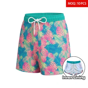 High Quality Supplier Wholesale Lightweight Quick Dry Breathable Custom Sublimation Printed Swim Trunks Pockets Summer Shorts