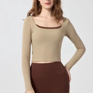 Womens Sleeveless Yoga Top Built-In Pads Outerwear-Ready Spandex/Nylon Breathable Bare-Finish Shock-Absorbing Contrasting