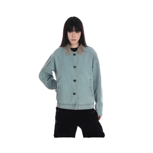 Stylish Women's Loose Vintage Denim Jacket American Streetwear Cropped Boxy Washed Button Closure High Street Distressed Autumn