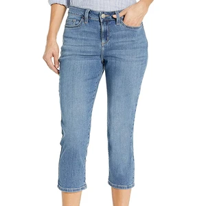 New Women's High Street Straight Skinny Fit Breathable Denim Jeans Short Length Trendy Fashion