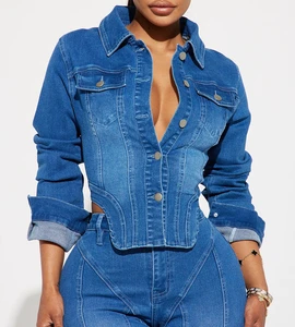 Women's Short Denim Jacket Women's Pearl Loose Spring and Autumn New Denim Jacket Women's Denim Jackets OEM Service