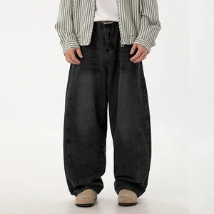 Light Blue Plus Size Men's Jeans Wide Leg Loose Fit Denim Pants Casual Streetwear