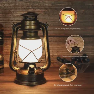 Wholesale LED Portable Vintage Flame Lantern Rustic Camping Lantern Indoor Outdoor Hanging Lanterns with Touch Switch