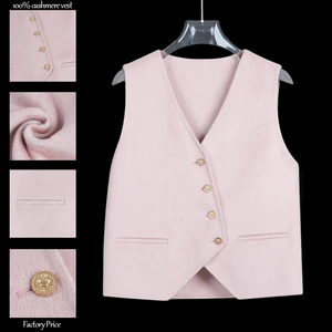 Pink Customized V-neck Women's Sleeveless Vest ,Women's Vest & Waistcoats Lightweight Winter 100% Wool Casual Wool Vest