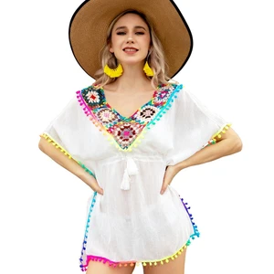 Tassels Beach Dress Cover up Crochet Patchwork Beach Cover Ups Summer Outfits Cotton Beach Wear Cover Ups