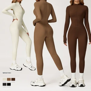 Sports Women's Long Sleeve Gym Jumpsuit Yoga Fitness Bodysuit for Women's One Piece Sports Jumpsuit