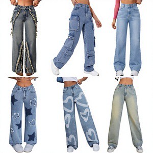 2026 Factory Clearance Hot Selling Stretch Regular Fit Denim Jeans Women's Boot Cut Mid Fashion Casual Pants Mixed Shipment