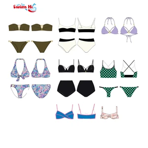 Customized Printed Or Solid Bikini Swimwear One-stop Solutions ODM OEM Triangle Thong Bikini Sets With LOGO Custom