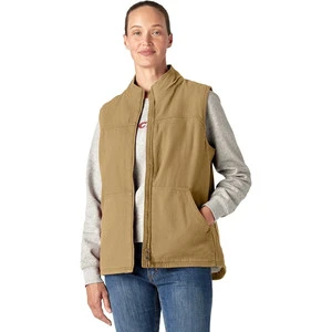 Low MOQ Relaxed Fit Lined Lower Pockets High-pile Sherpa Fleece Lining Durable Duck Canvas Shell Women's Vest