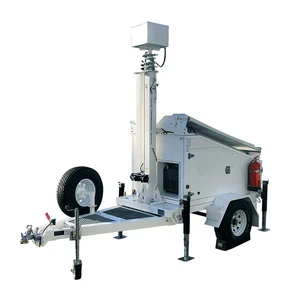 Portable Solar Light Tower With High-output LED Lights And 4-9M Hydraulic Mast Wireless CCTV Camera For Building/Mining Camps