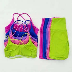 Women's Yoga Shorts Suit With Chest Pad Spandex Woman Set Gym Fitness Set Yoga Set for Women