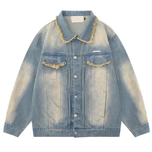Men's Vintage Denim Jacket Sets Customized Front Logo Waterproof High Quality Street Wear