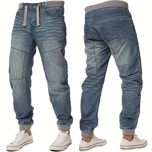 New fashion high quality wholesale Fleece thickened breathable slim warm men's straight casual stretch plus size men's jeans