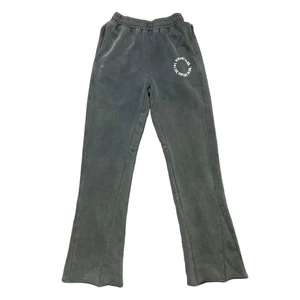 High Quality Printed Flare Jogger Sweatpants Oversized Heavyweight 100% Cotton French Terry Vintage Acid Wash Thick Sweat Pants