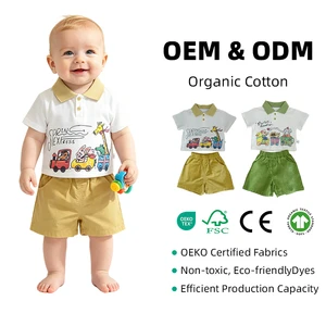 New Arrival Children Baby Top Short Sleeve Cartoon Pattern Casual Baby Boy Girl Short Sleeved 2 Sets Of Casual Baby Clothing Set