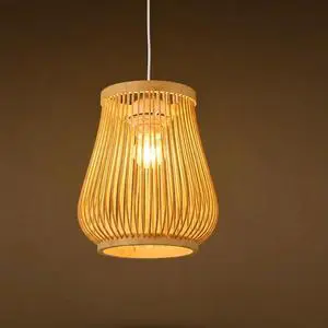 Handmade Bamboo Pendant Light Natural Woven Hanging Lamp Modern Decorative Ceiling Light Energy Saving Wireless Control for Home