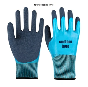Double Layer Waterproof Thickened Work Gloves Oil Resistant Wear Resistant Anti slip Nylon Knitted Safety Gloves