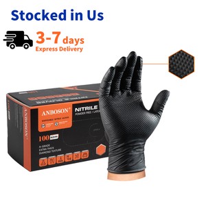 Waterproof Oil Resistant Latex Free Kitchen Diamond Black Disposable Nitrile Gloves For Cleaning Food Handling Housework