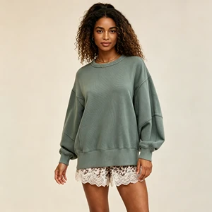 Clothing Manufacturers Custom Streetwear Casual Loose Women Sweatshirt Soft Lightweight Everyday Casual Tops