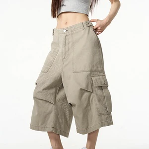 Plus Size Denim Shorts for Women Baggy Denim Shorts Unisex 6 Pocket Pants Shorts Cargo