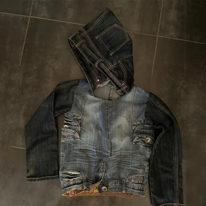 DiZNEW New Design Custom Logo Denim Jacket for Men High Quality Streetwear Plus Size Jeans Jacket With Hoodie