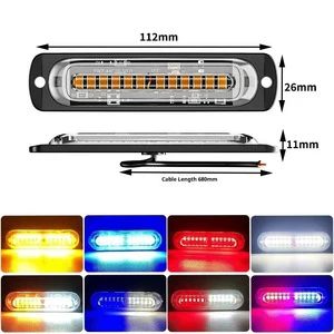 New Ultra-thin Strobe Lights with 12 LEDs. Truck Side Grille Warning Lights, 9 - 30V Automotive Strobe Warning Lights.