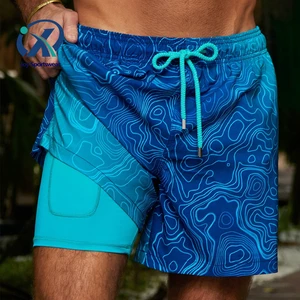 Custom Logo Quick Dry Mens Swim Trunks Mesh Lining Beach Shorts Swimwear Manufacturer