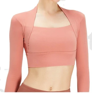 TOPKO High Quality Manufacture Wholesale ODM OEM Yoga Fake 2 Pcs Long Sleeve Ladies Yoga Top Yoga Top Women