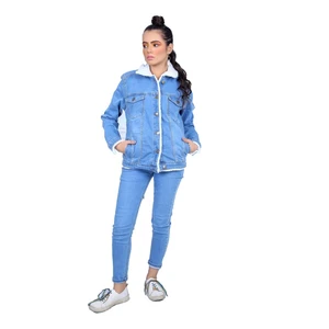 High Premium Factory Cheap Price Manufacturer Supplier Basic Regular Fit Washed Women's Denim Jeans Jacket Sets Best Quality
